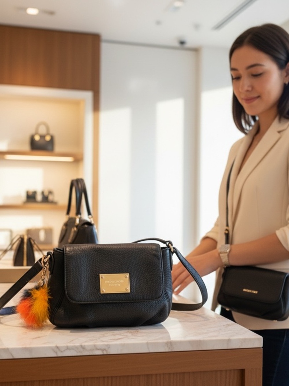 Michael Michael Kors Jet set pebble leather crossbody bag in black